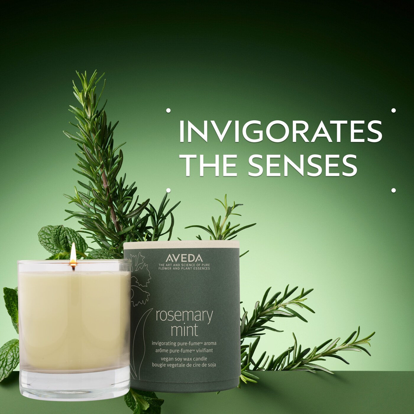 rosemary mint vegan soy wax candle