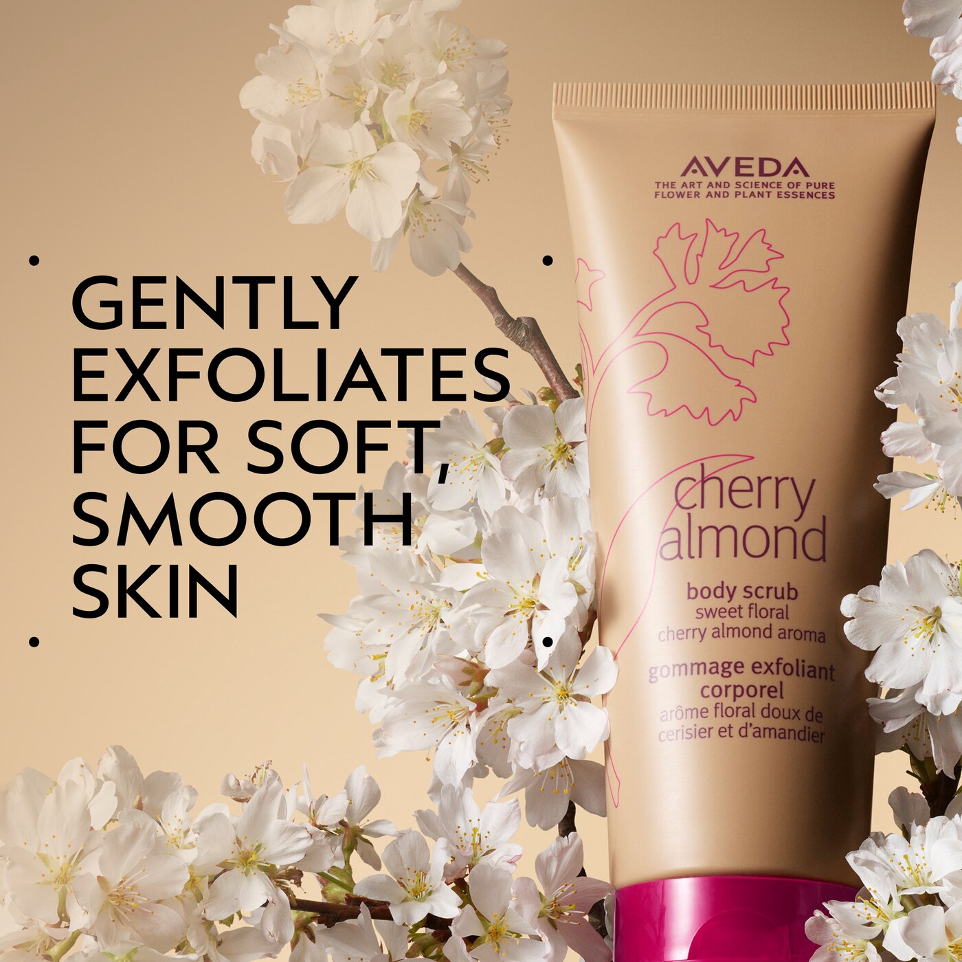 cherry almond body scrub for gentle exfoliation, 6.7 fl oz/200 ml